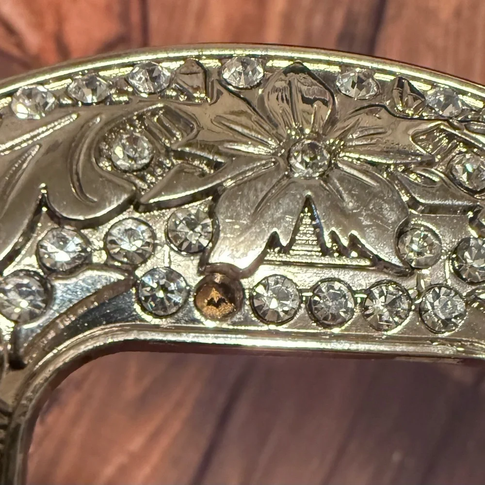 Western Rhinestone Belt-Black genuine leather crystal studded belt 39”long.